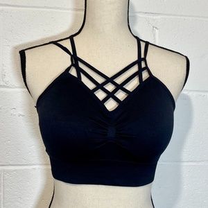 Itzon Strappy Black Sports Bra Small/Medium
